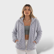 Chaqueta de Forro Polar con Cremallera y Cuello Alto, abrigo de invierno, vista trasera | Moda Acosta