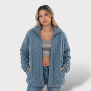 Chaqueta de Forro Polar con Cremallera y Cuello Alto, abrigo de invierno, look completo | Moda Acosta