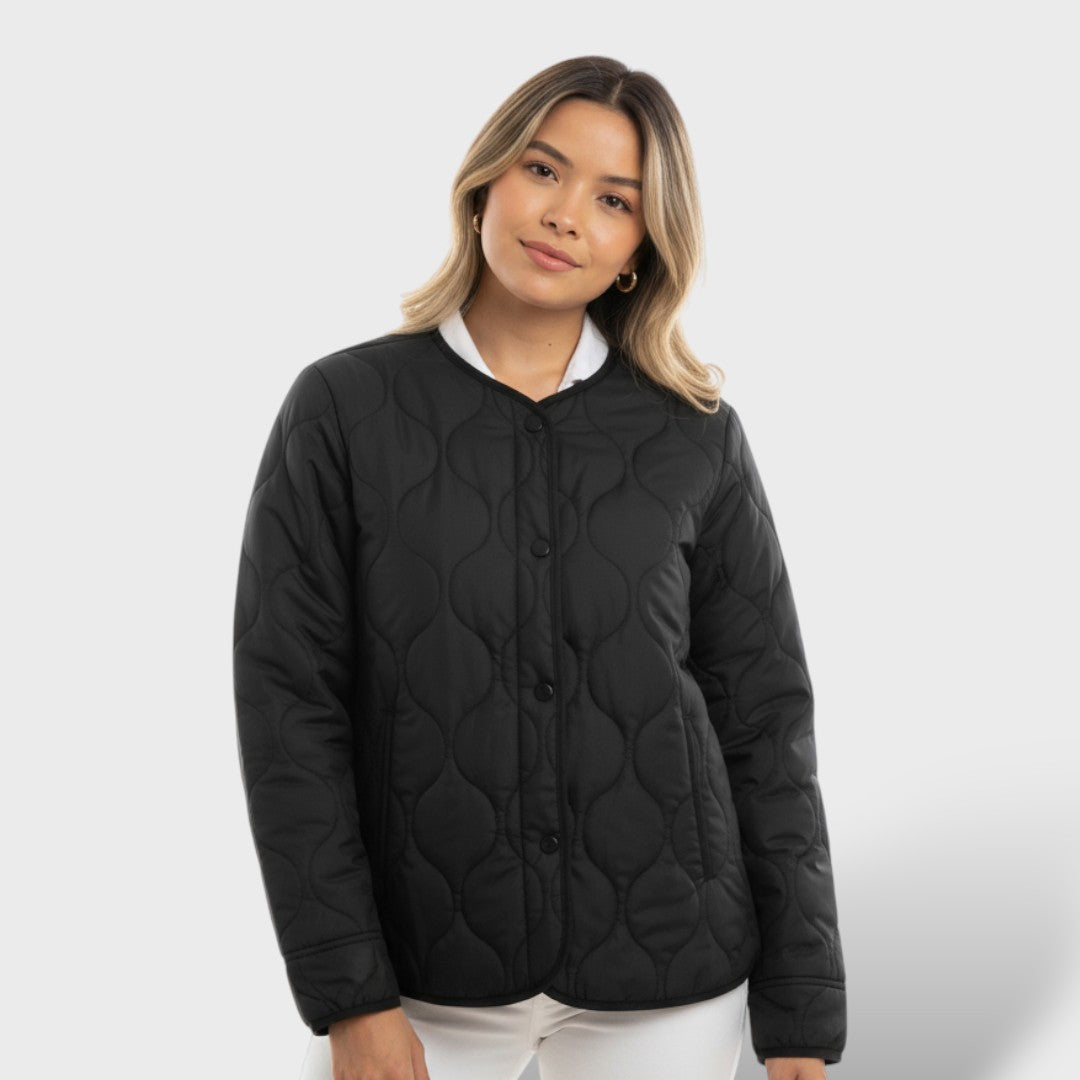 Chaqueta Acolchada con Diseño Guateado y Manga Larga, abrigo de invierno, vista frontal | Moda Acosta