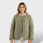 Chaqueta Acolchada con Diseño Guateado y Manga Larga, abrigo de invierno, detalle de tela | Moda Acosta