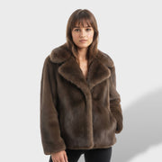 Abrigo de Pelo Sintético Mujer, abrigo de invierno, vista lateral | Moda Acosta