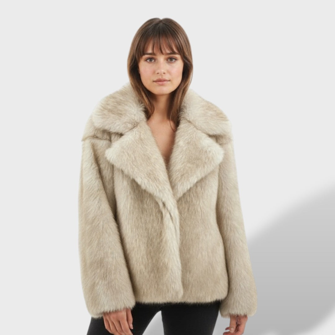Abrigo de Pelo Sintético Mujer, abrigo de invierno, detalle de tela | Moda Acosta