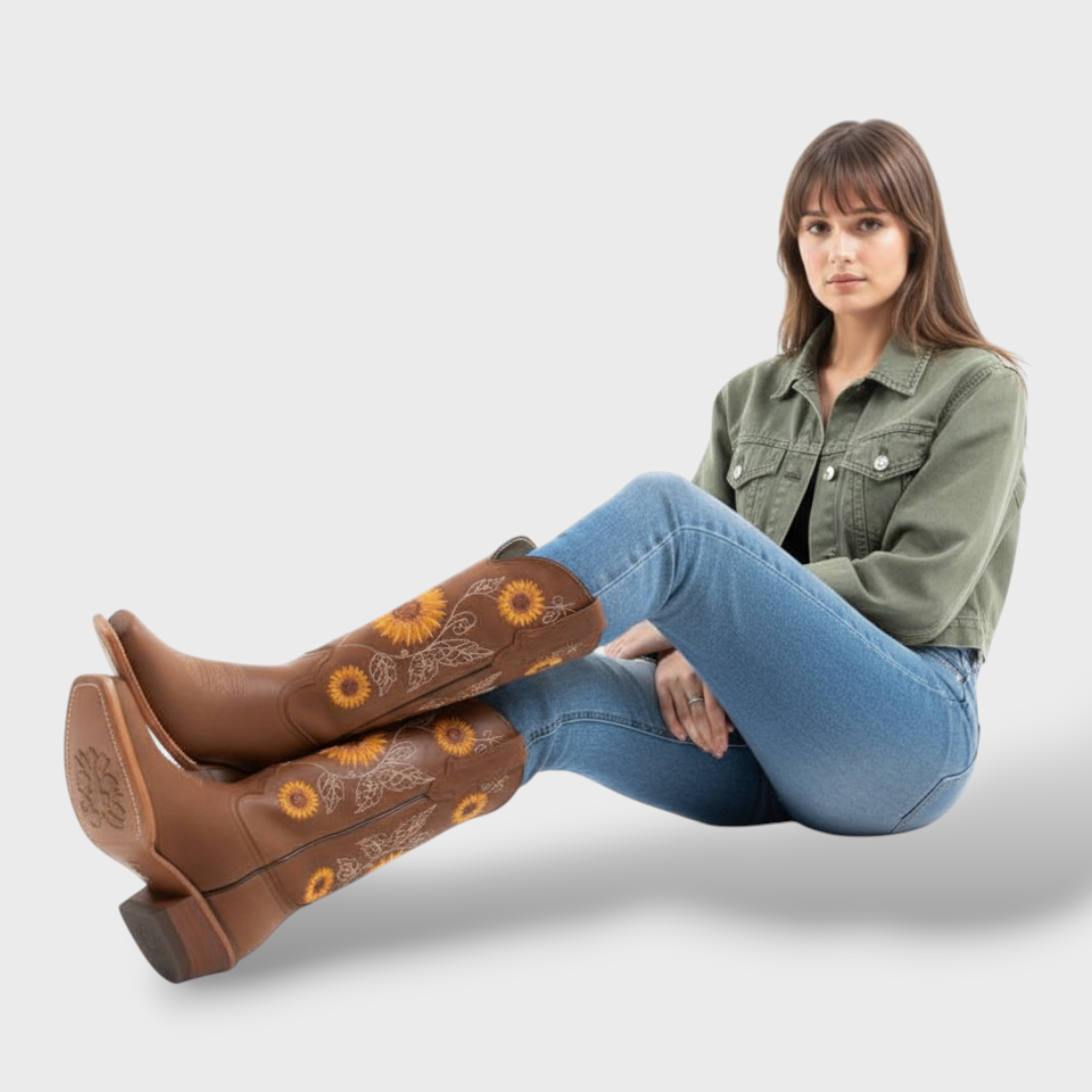 Botas Mujer Otoño Invierno Bordadas Tacón Grueso, Tacones, vista trasera | Moda Acosta