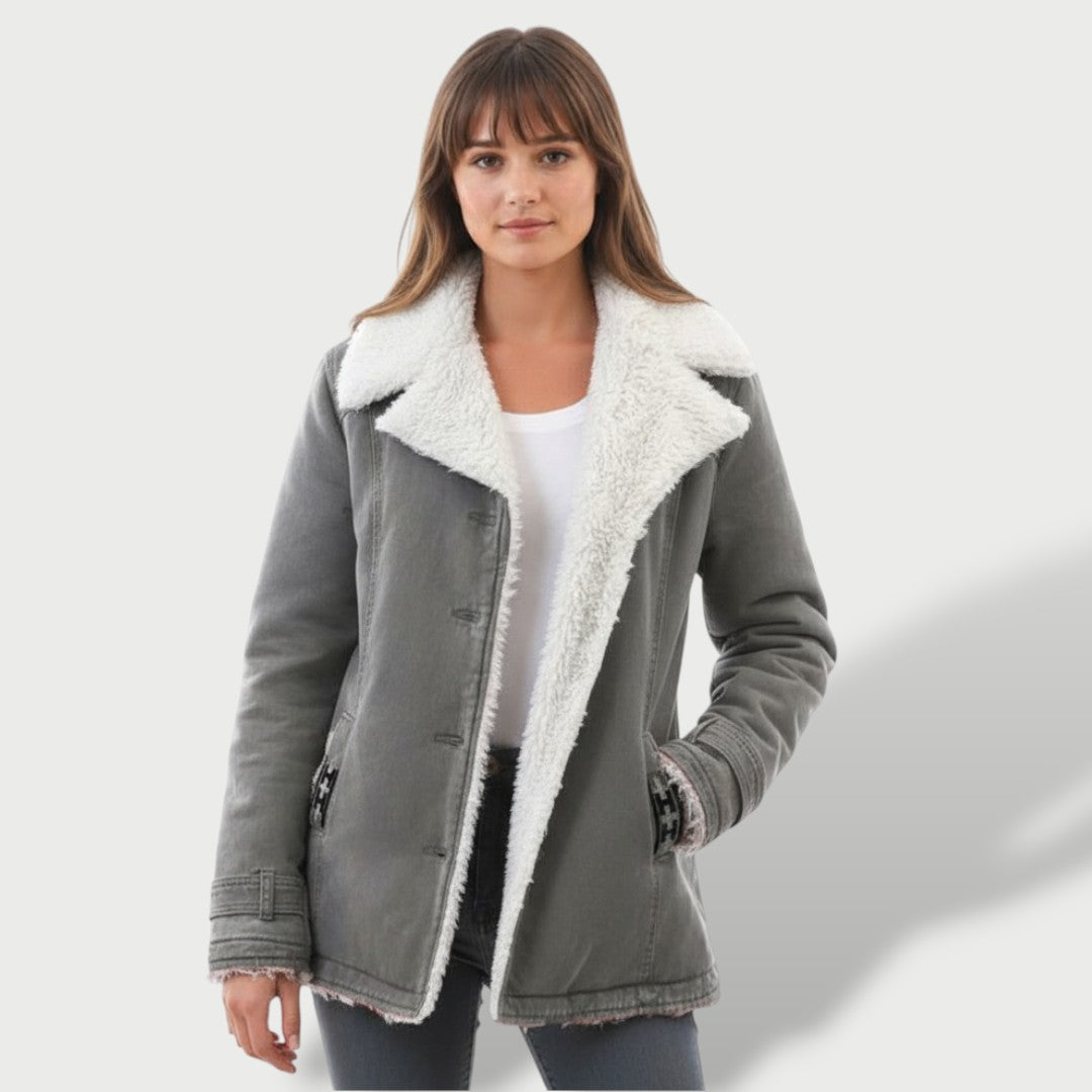 Abrigo Largo Mujer Invierno con Solapa Elegante, abrigo de invierno, vista trasera | Moda Acosta