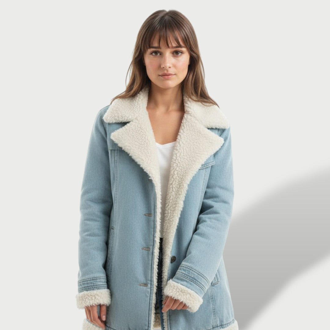 Abrigo Largo Mujer Invierno con Solapa Elegante, abrigo de invierno, primer plano | Moda Acosta