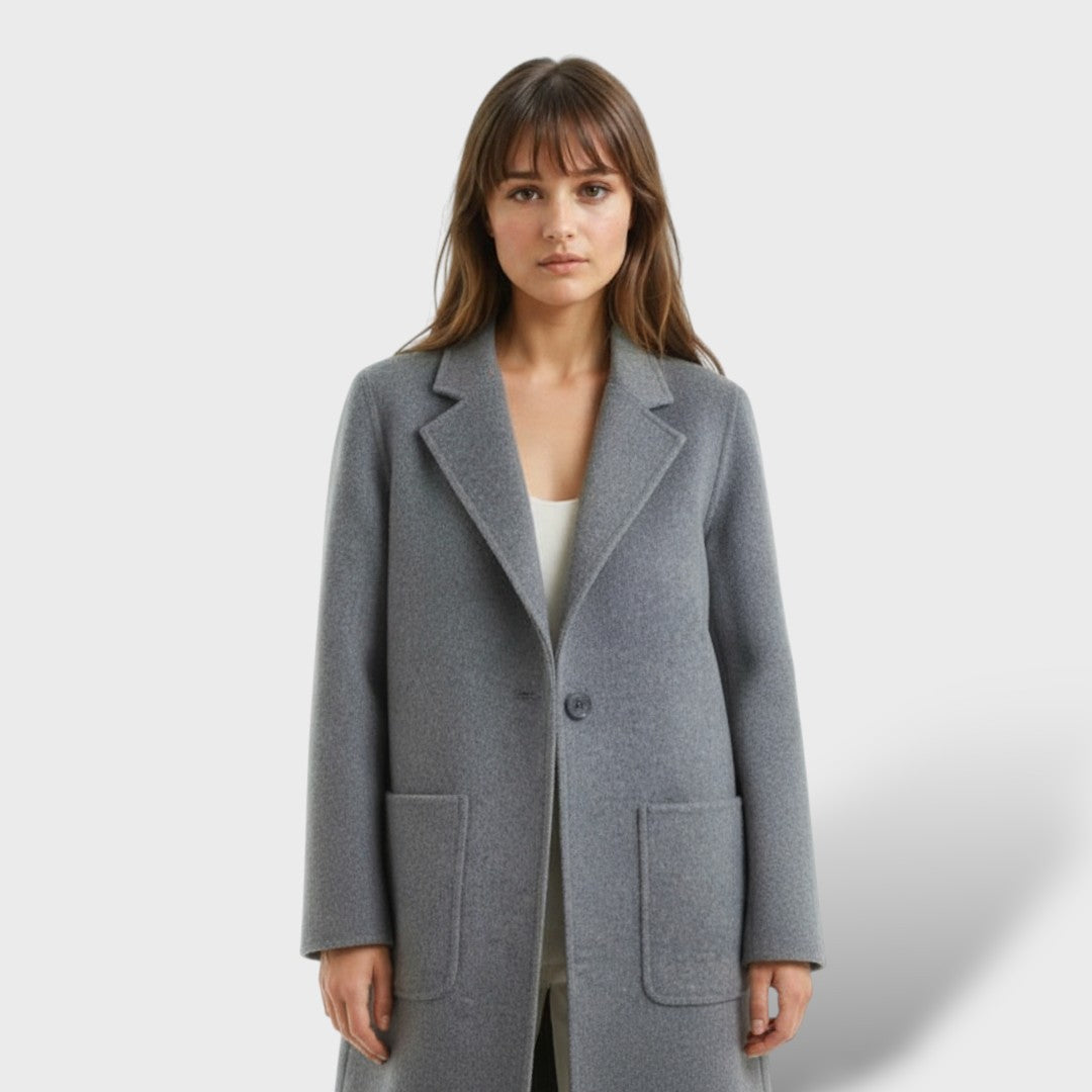 Abrigo de Lana Estilo Coreano Mujer, abrigo de invierno, vista frontal | Moda Acosta