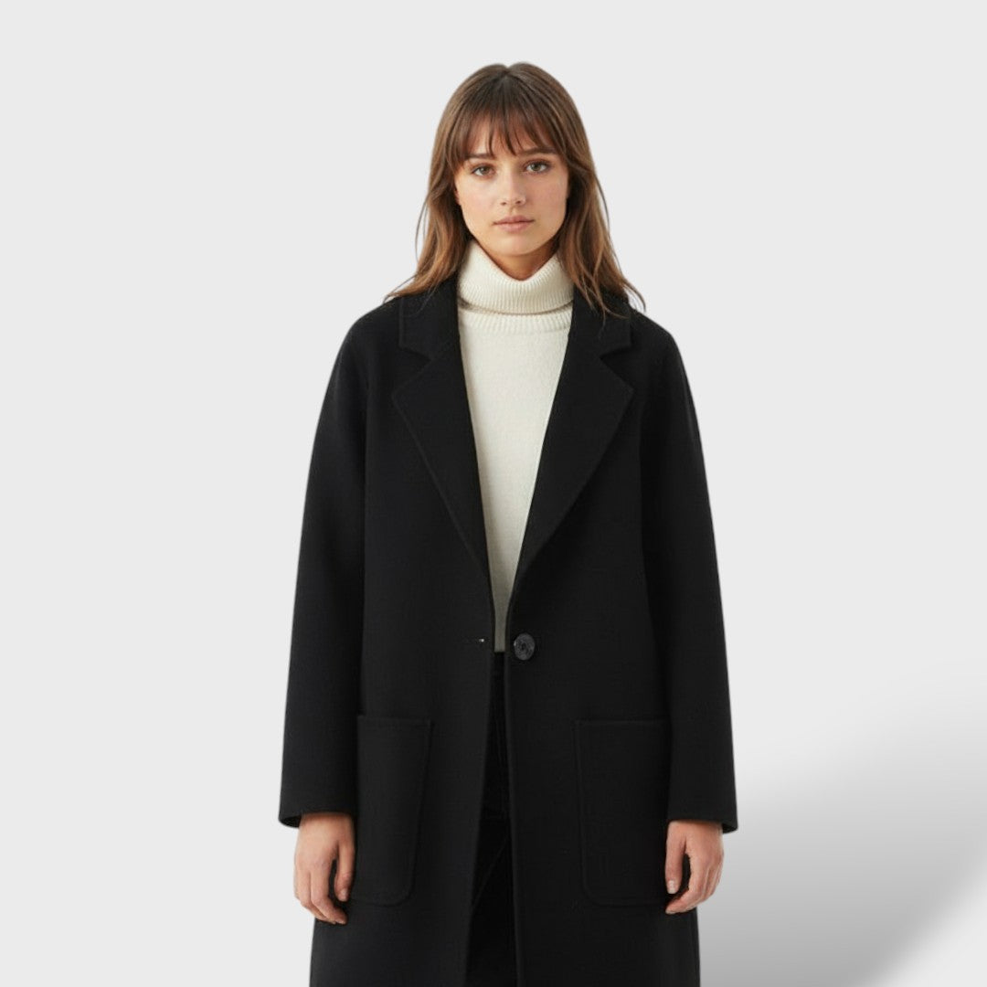 Abrigo de Lana Estilo Coreano Mujer, abrigo de invierno, vista trasera | Moda Acosta