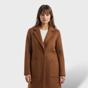 Abrigo de Lana Estilo Coreano Mujer, abrigo de invierno, vista lateral | Moda Acosta