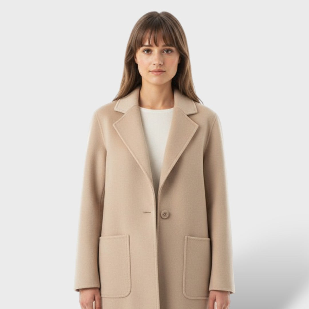 Abrigo de Lana Estilo Coreano Mujer, abrigo de invierno, detalle de tela | Moda Acosta