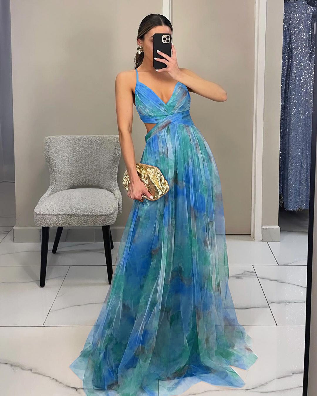 Vestido Alba Dorata – Collezione Venecia, vestido elegante, vista trasera | Moda Acosta