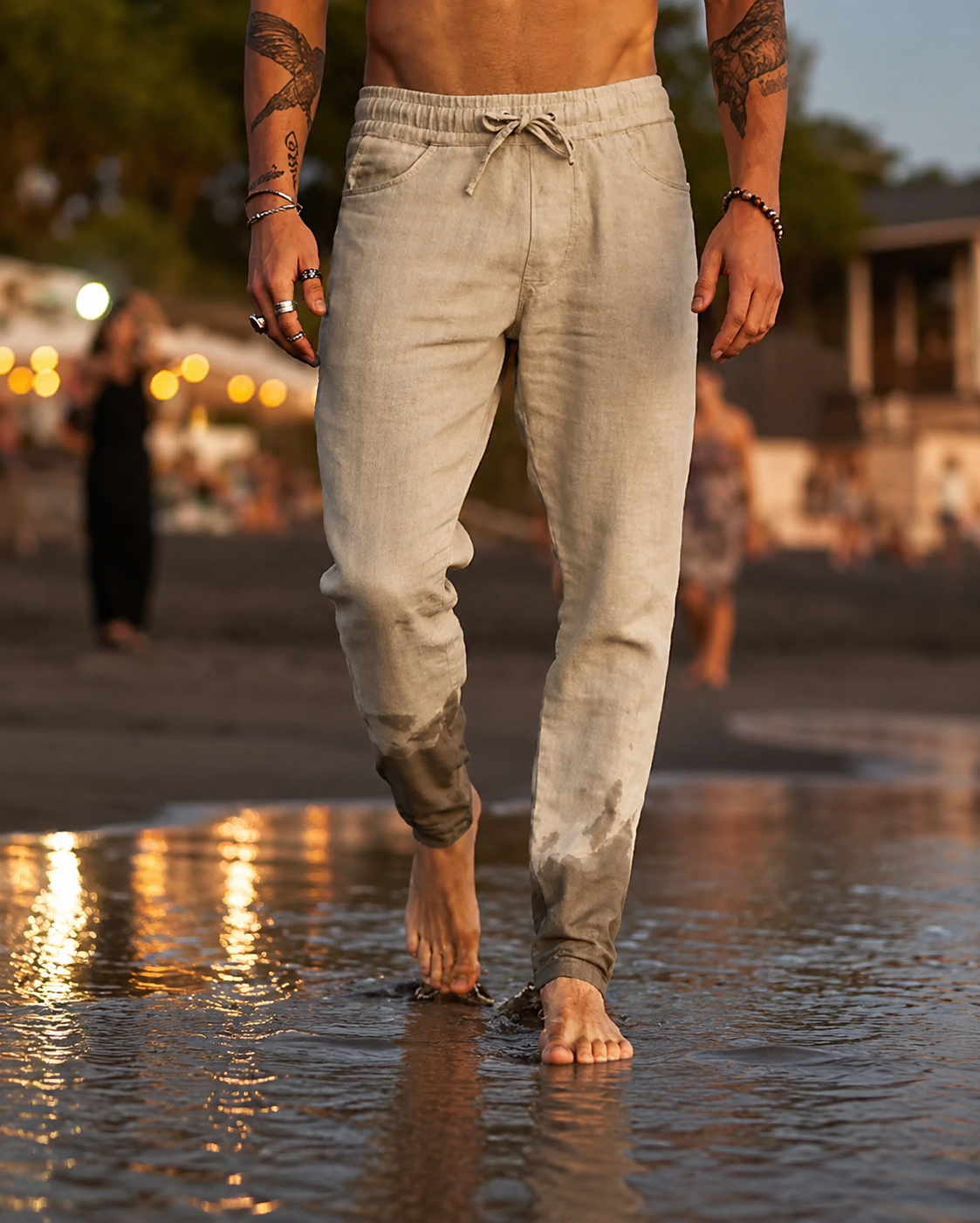 Summer/Pantalon de playa(lino), pantalón de moda, vista frontal | Moda Acosta