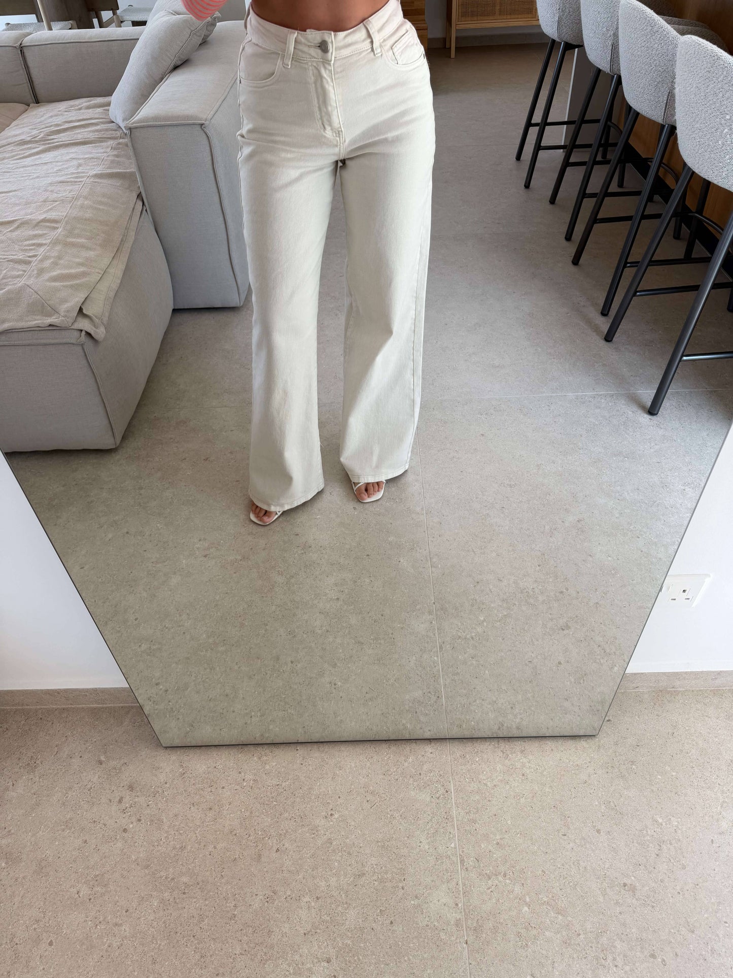 Jeans Wide Leg - Beige