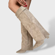 Cristela Botas cowboy mujer altura rodilla, botas de moda, vista lateral | Moda Acosta