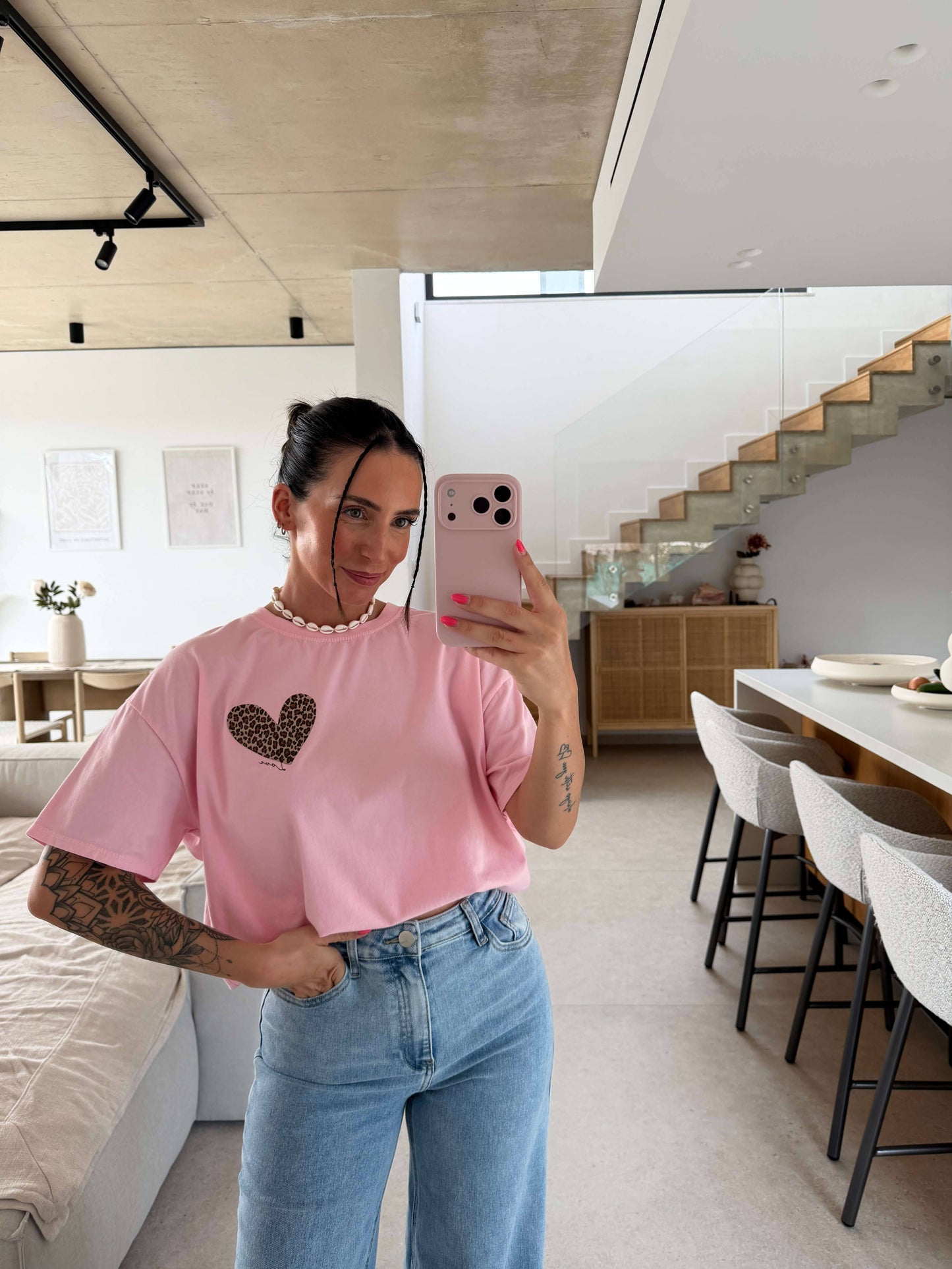 Leo Herz T-Shirt - Rosa
