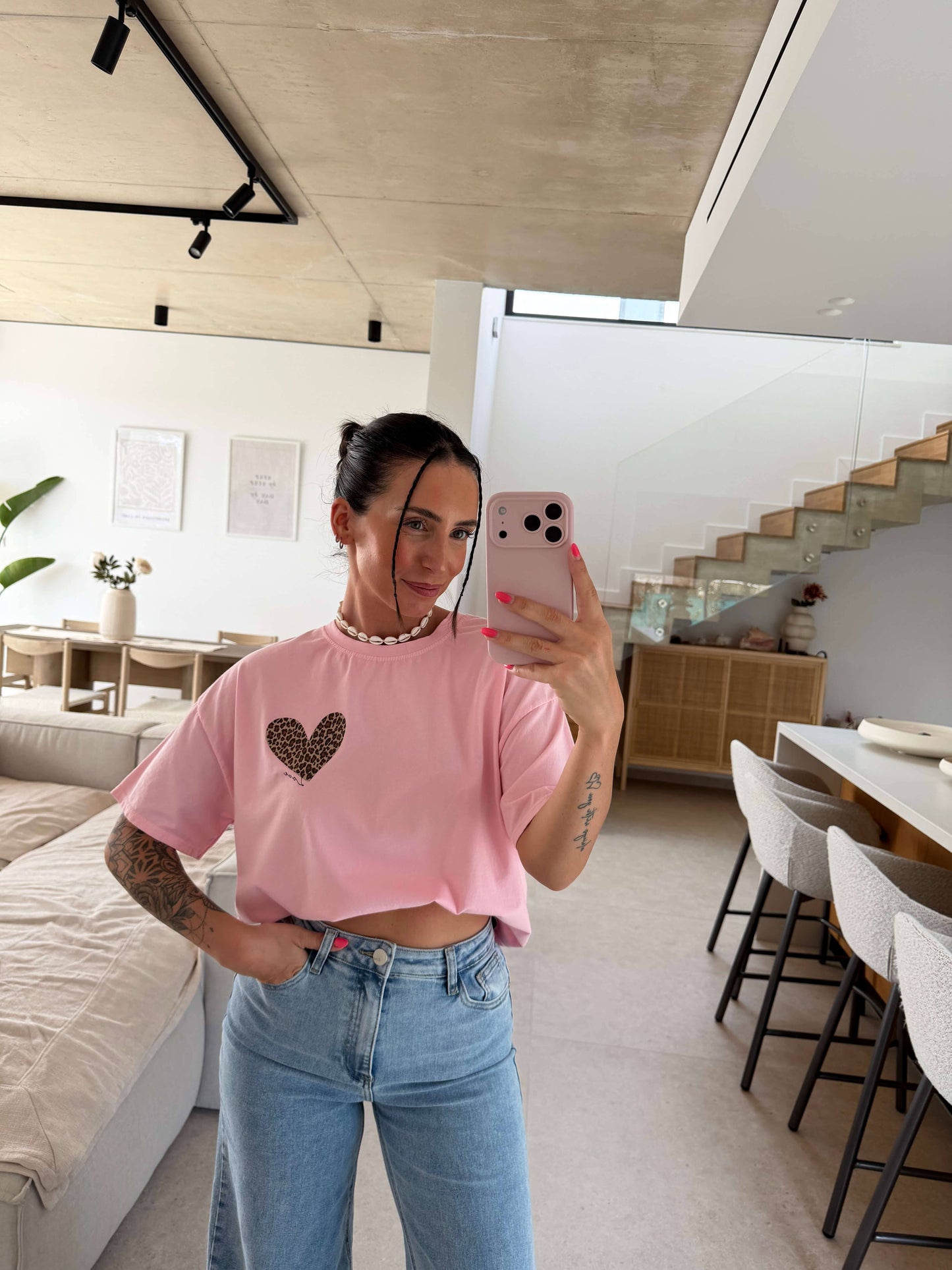 Leo Herz T-Shirt - Rosa