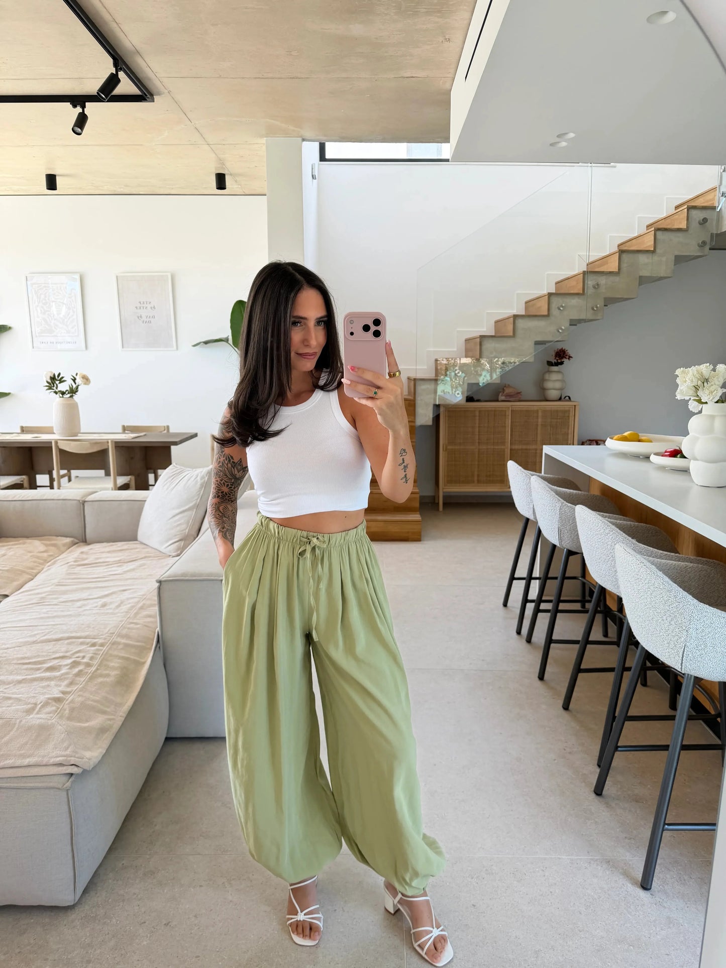 Lockere Hose – Salbei