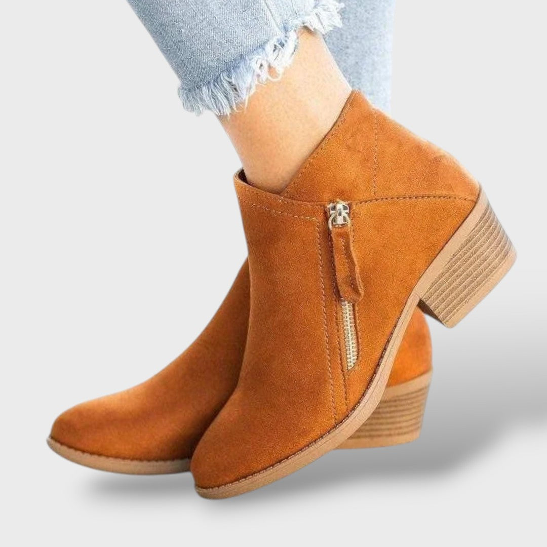 Botas de Cuero Ortopédicas Mujer, botas de moda, detalle de tela | Moda Acosta