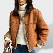 Lucía | Chaqueta lana mujer, abrigo de invierno, detalle de tela | Moda Acosta