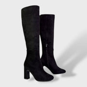 Botas Altas Mujer Tacón Ancho Elegantes, Tacones, detalle de tela | Moda Acosta