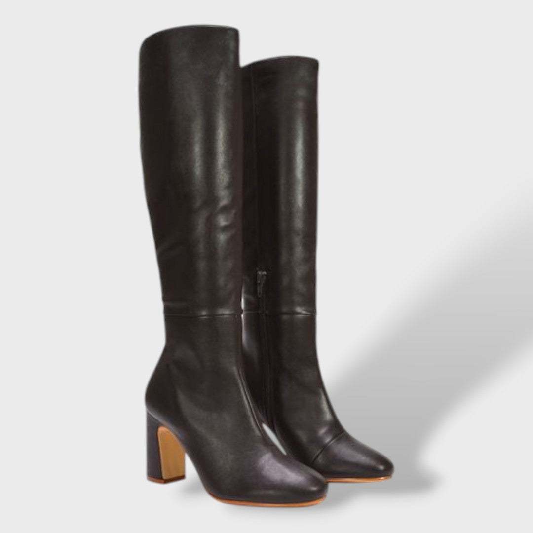 Botas Altas Mujer Tacón Ancho Elegantes, Tacones, vista trasera | Moda Acosta