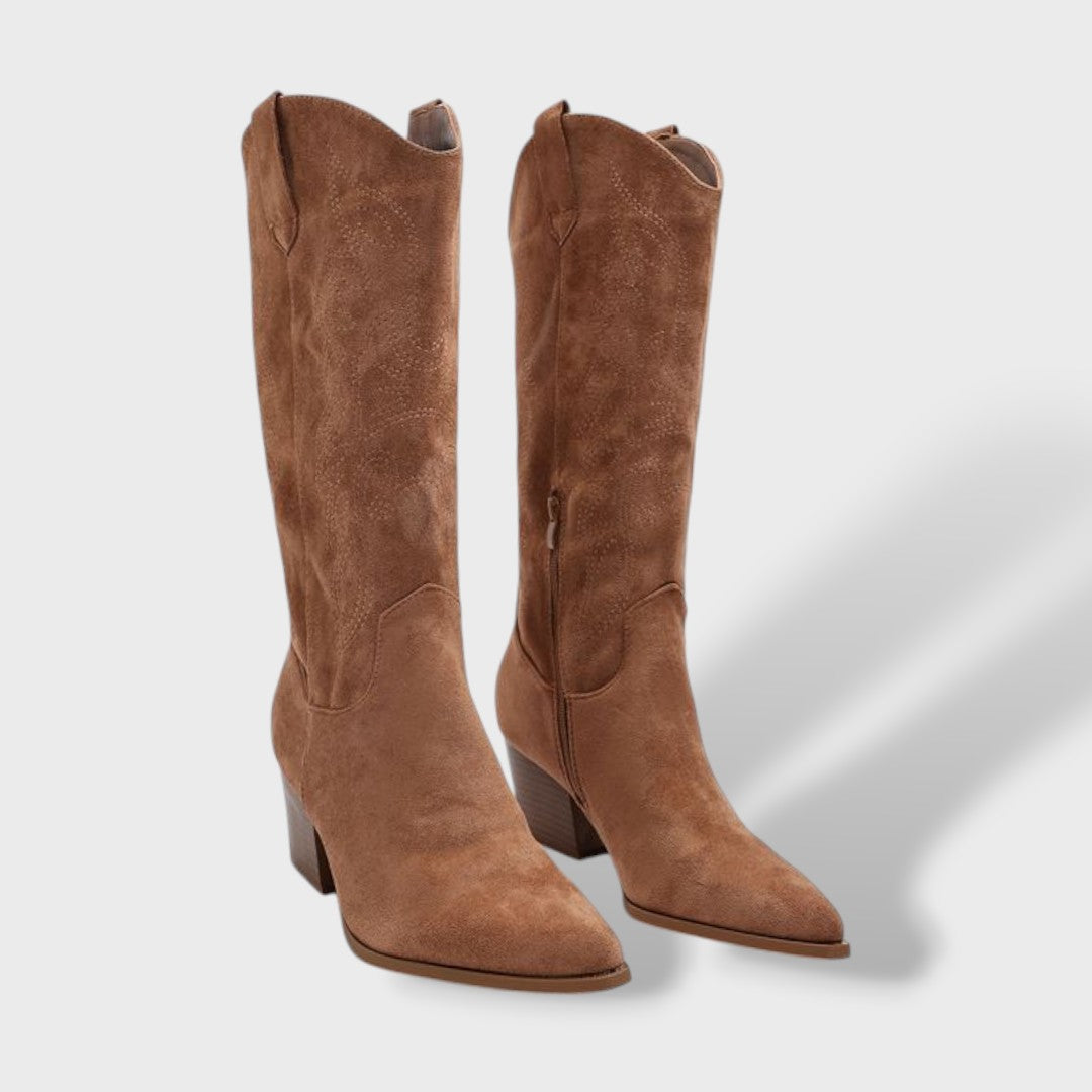 Botas Cowboy Mujer Media Caña Tacón Ancho Bordadas, Tacones, vista frontal | Moda Acosta