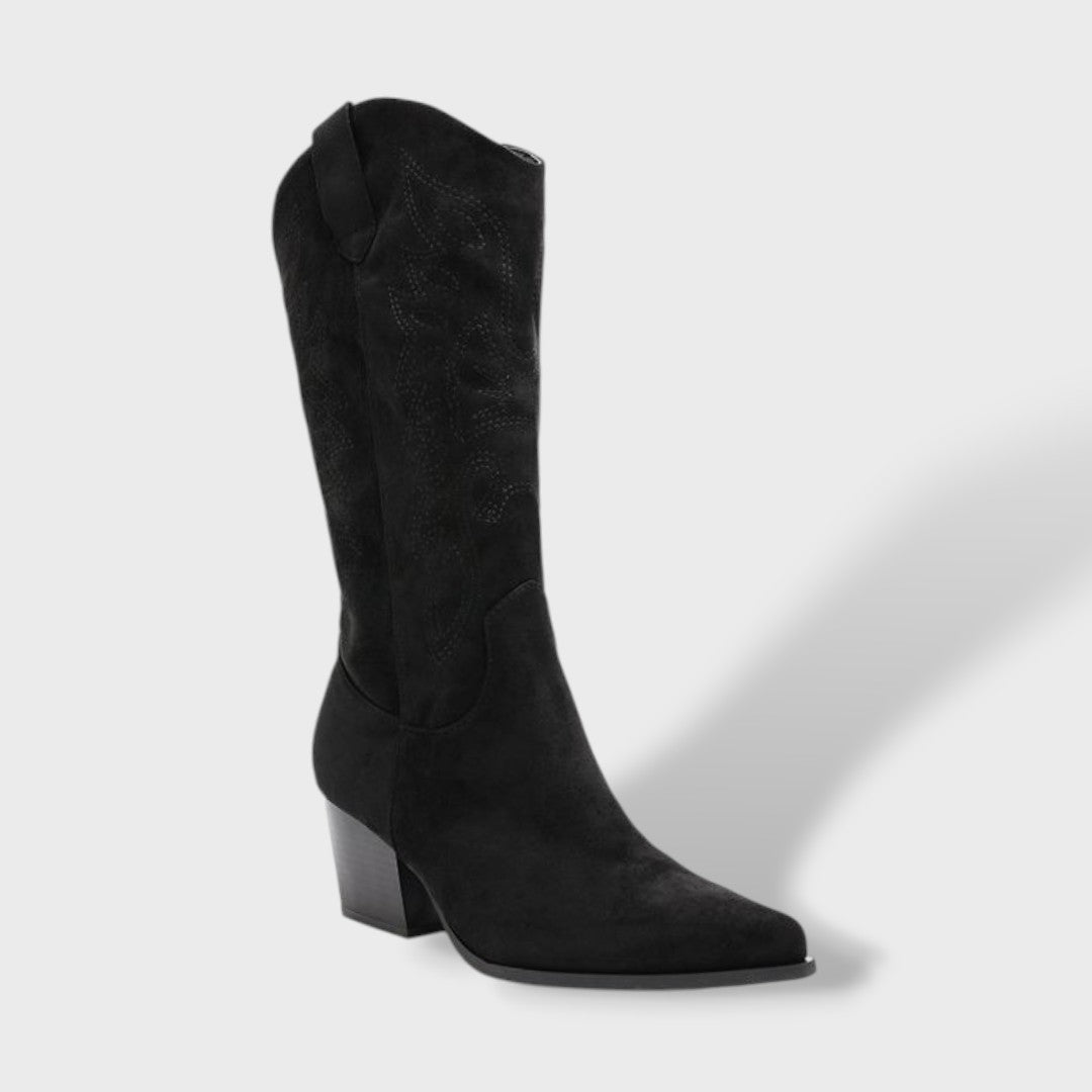 Botas Cowboy Mujer Media Caña Tacón Ancho Bordadas, Tacones, primer plano | Moda Acosta