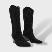 Botas Cowboy Mujer Media Caña Tacón Ancho Bordadas, Tacones, detalle de tela | Moda Acosta