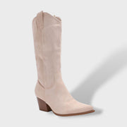 Botas Cowboy Mujer Media Caña Tacón Ancho Bordadas, Tacones, combinación de outfit | Moda Acosta