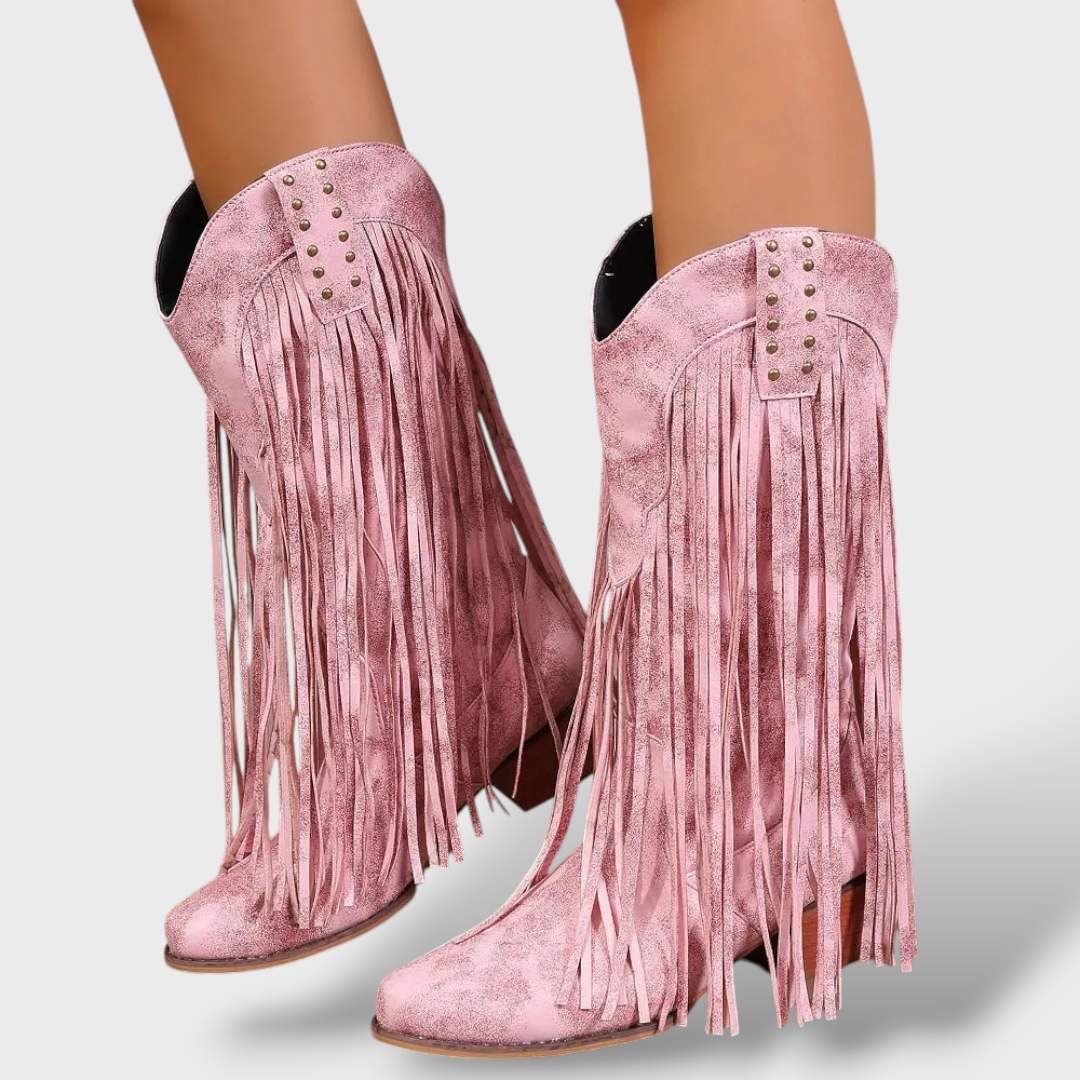 Botas Cowboy Mujer Vintage con Flecos, botas de moda, vista frontal | Moda Acosta