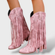 Botas Cowboy Mujer Vintage con Flecos