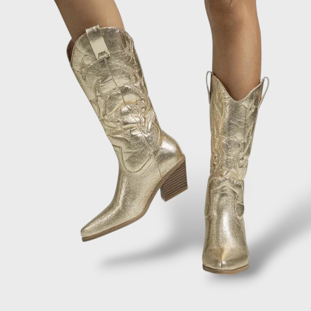 Botas Cowboy Mujer Retro Bordadas, botas de moda, vista lateral | Moda Acosta