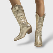 Botas Cowboy Mujer Retro Bordadas, botas de moda, vista lateral | Moda Acosta