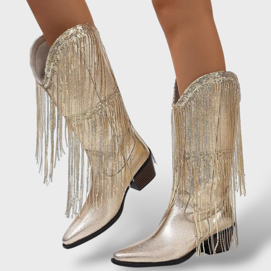 Botas Cowboy Mujer Vintage con Flecos, botas de moda, look completo | Moda Acosta