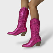 Botas Cowboy Mujer Retro Bordadas, botas de moda, vista trasera | Moda Acosta