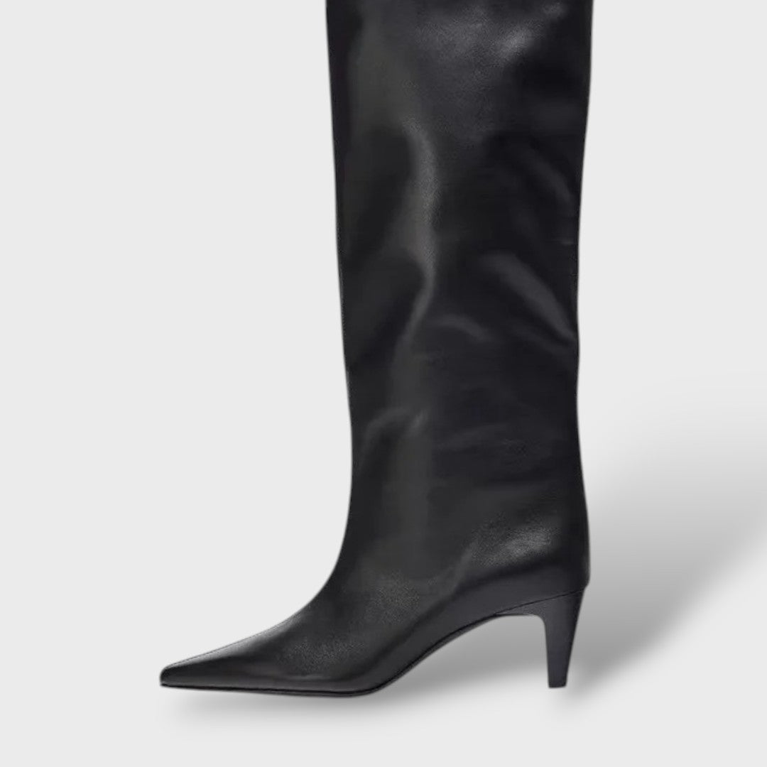 Botas Altas de Cuero Mujer Estilo Cowboy, botas de moda, vista frontal | Moda Acosta