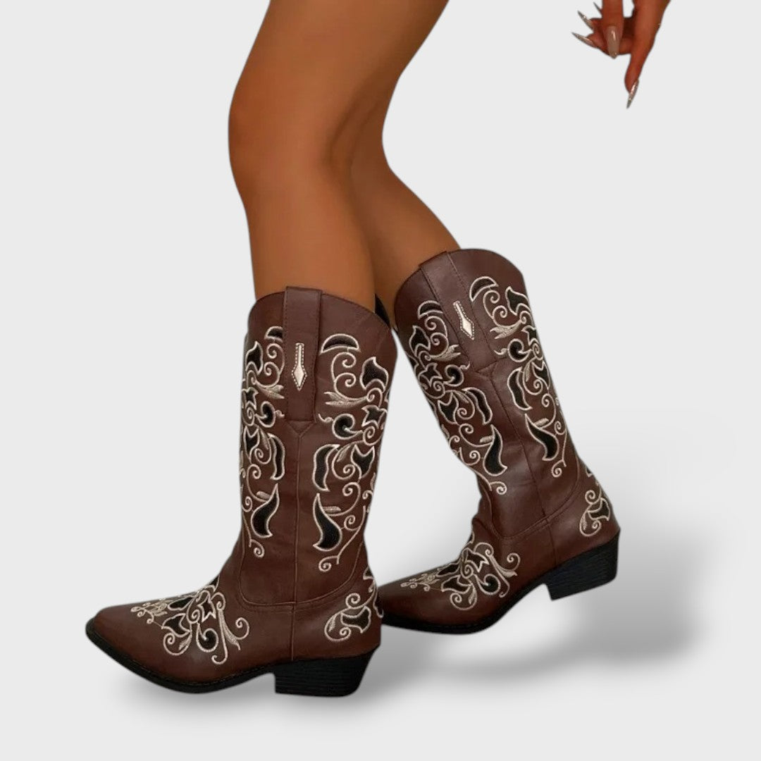 Botas Cowboy Mujer Bordadas Punta Fina, botas de moda, color disponible | Moda Acosta