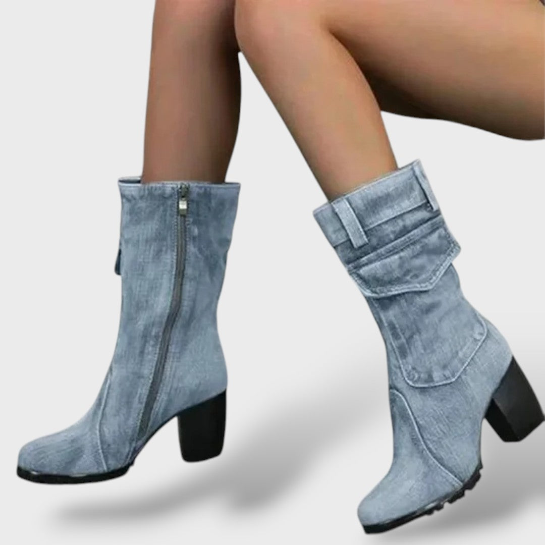 Botas Cowboy Mujer Tacón Alto Denim, Tacones, vista frontal | Moda Acosta