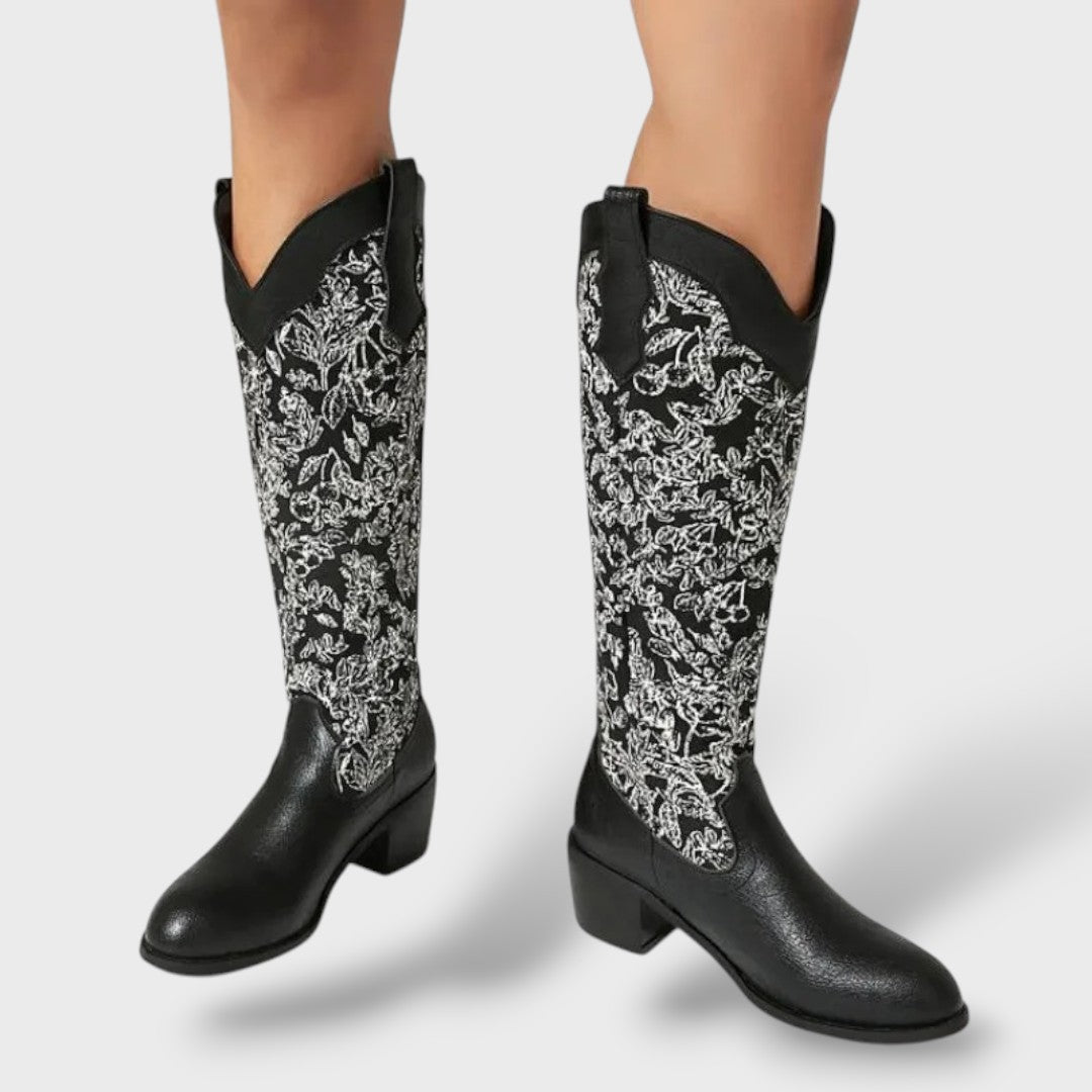 Botas Mujer Bordadas Tacón Cuadrado Elegantes, Tacones, estilo puesto | Moda Acosta