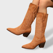 Botas Cowboy Mujer Invierno de Ante Sintético, botas de moda, vista frontal | Moda Acosta