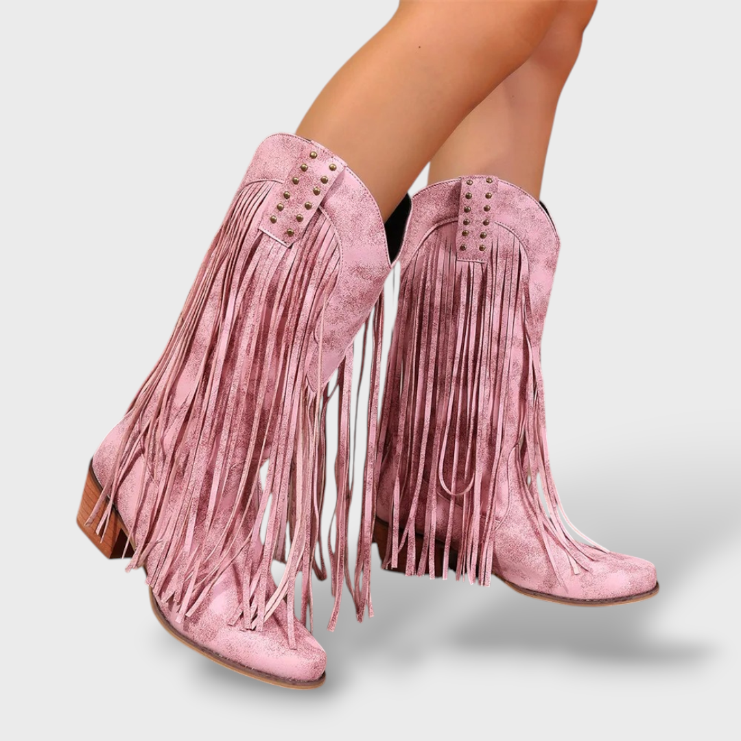Botas Cowboy Mujer Vintage con Flecos, botas de moda, estilo puesto | Moda Acosta
