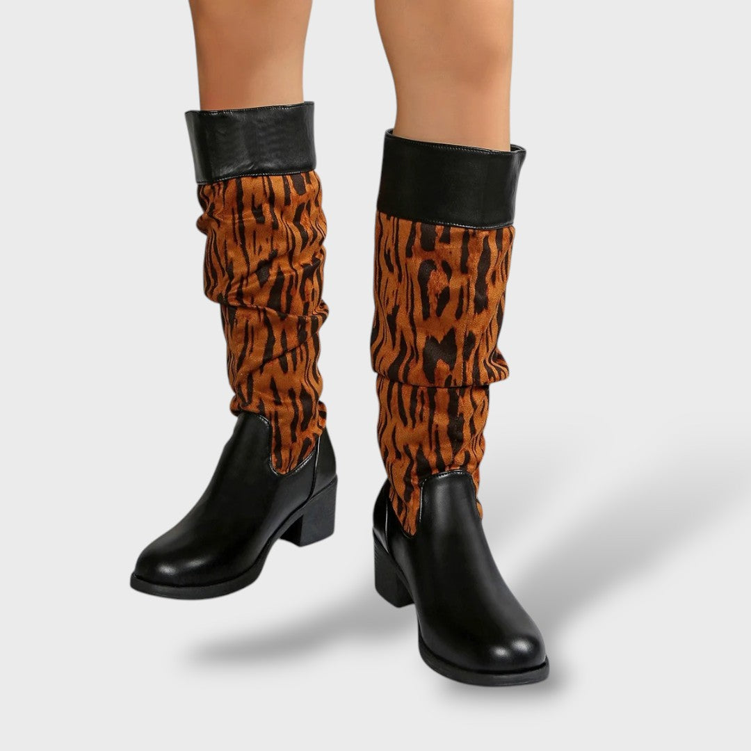 Botas Mujer Largas Retro Tacón Grueso, Tacones, vista frontal | Moda Acosta