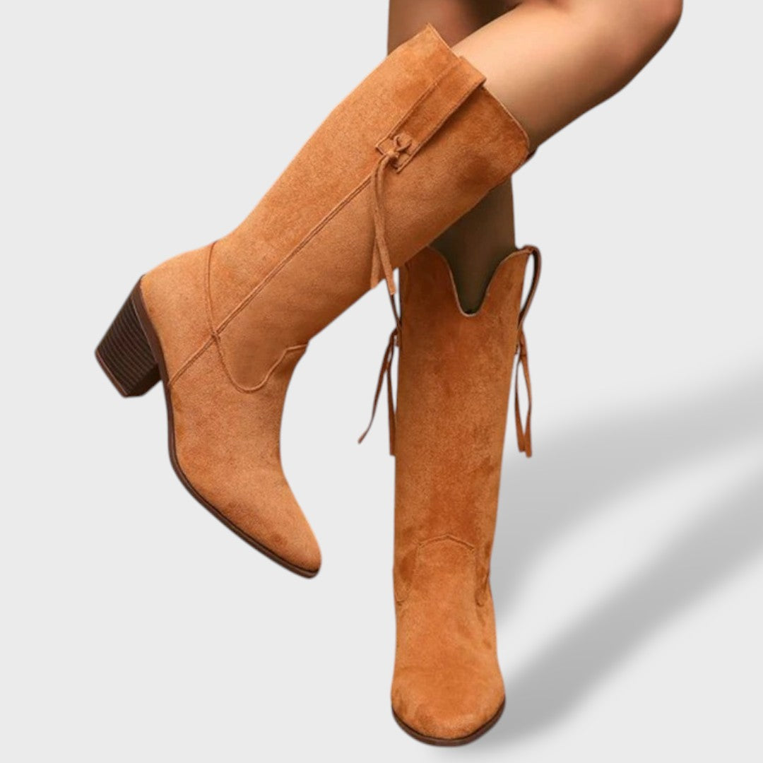 Botas Cowboy Mujer Invierno de Ante Sintético, botas de moda, primer plano | Moda Acosta