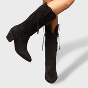 Botas Cowboy Mujer Invierno de Ante Sintético, botas de moda, combinación de outfit | Moda Acosta