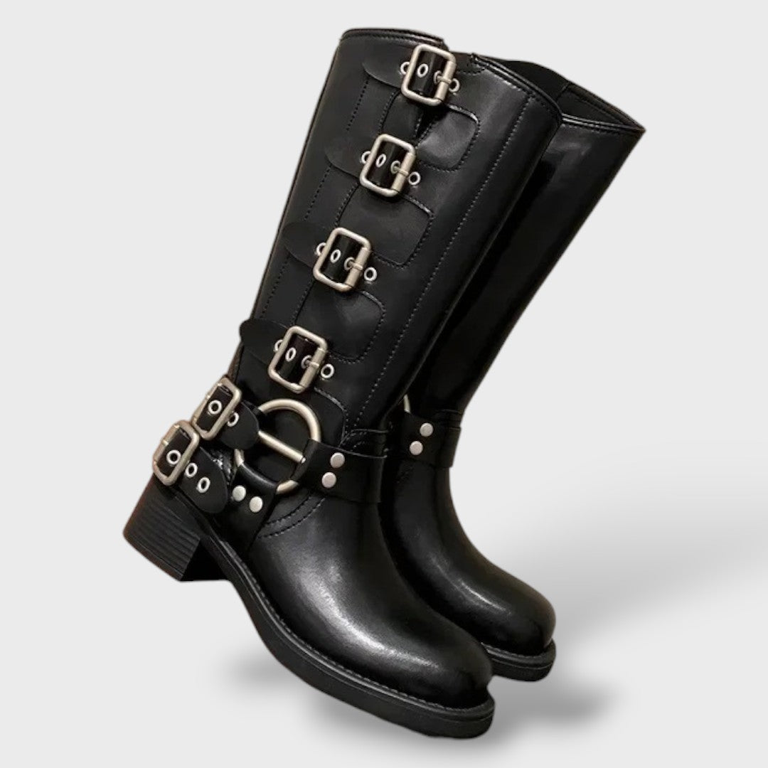 Botas Vintage de Cuero Mujer, botas de moda, detalle de tela | Moda Acosta