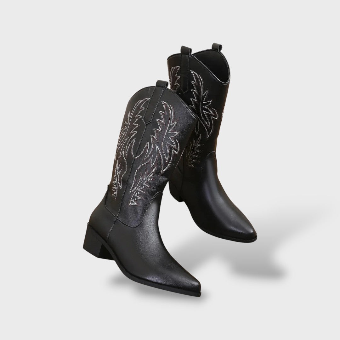 Botas Cowboy Retro Mujer Punta Fina, botas de moda, detalle de tela | Moda Acosta