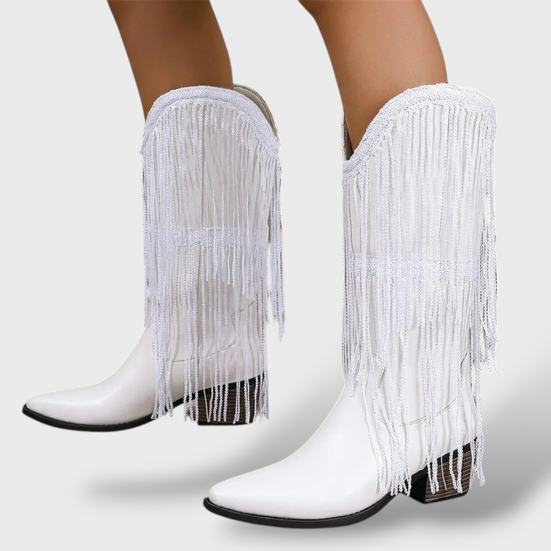 Botas Cowboy Mujer Vintage con Flecos, botas de moda, vista lateral | Moda Acosta