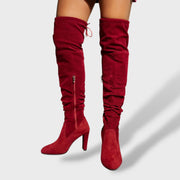Botas Altas Mujer Tacón Alto Elegantes, Tacones, detalle de tela | Moda Acosta