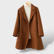 Abrigo de Lana Estilo Coreano Mujer, abrigo de invierno, primer plano | Moda Acosta