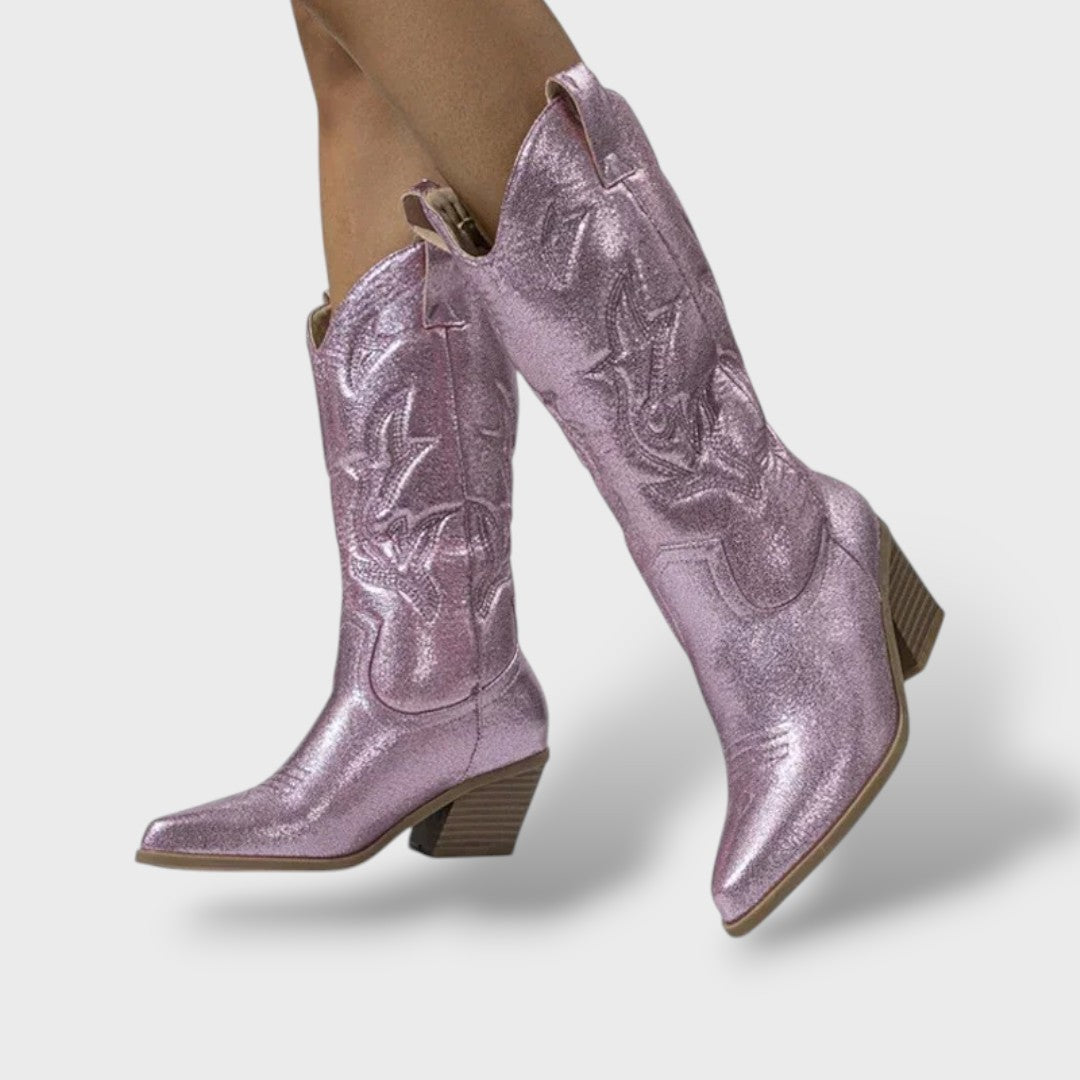Botas Cowboy Mujer Retro Bordadas, botas de moda, vista frontal | Moda Acosta
