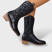 Botas Cowboy Mujer Retro Bordadas, botas de moda, detalle de tela | Moda Acosta